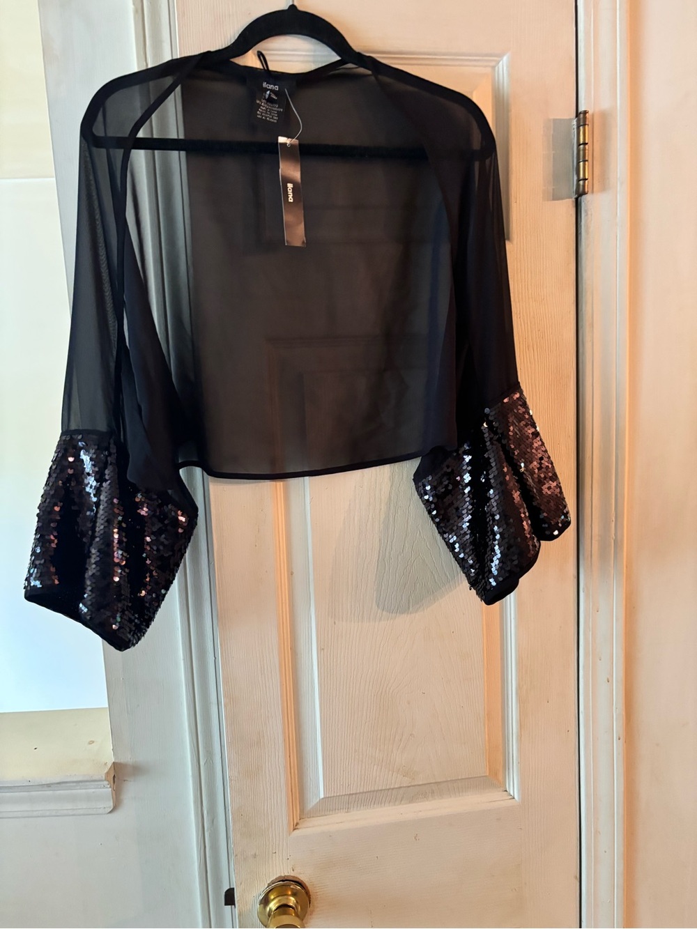 Black Sheer Bolero with Sequin Cuffs